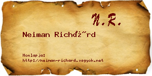 Neiman Richárd névjegykártya